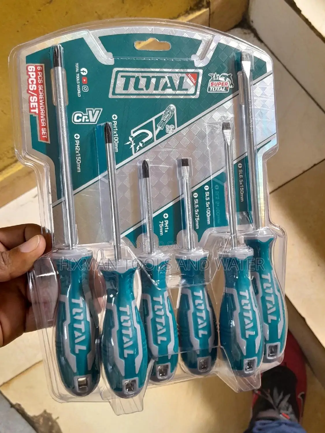 Chrome Screw Driver Set 6pcs Star/ Flat