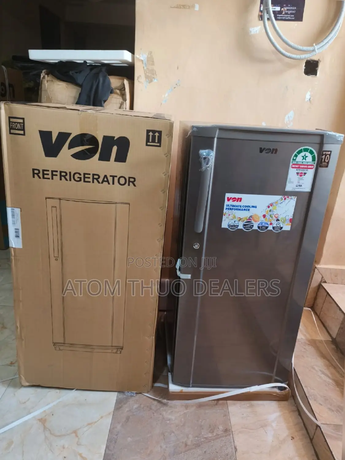 VON VARS-23DHS Single Door Fridge 185L - Silver