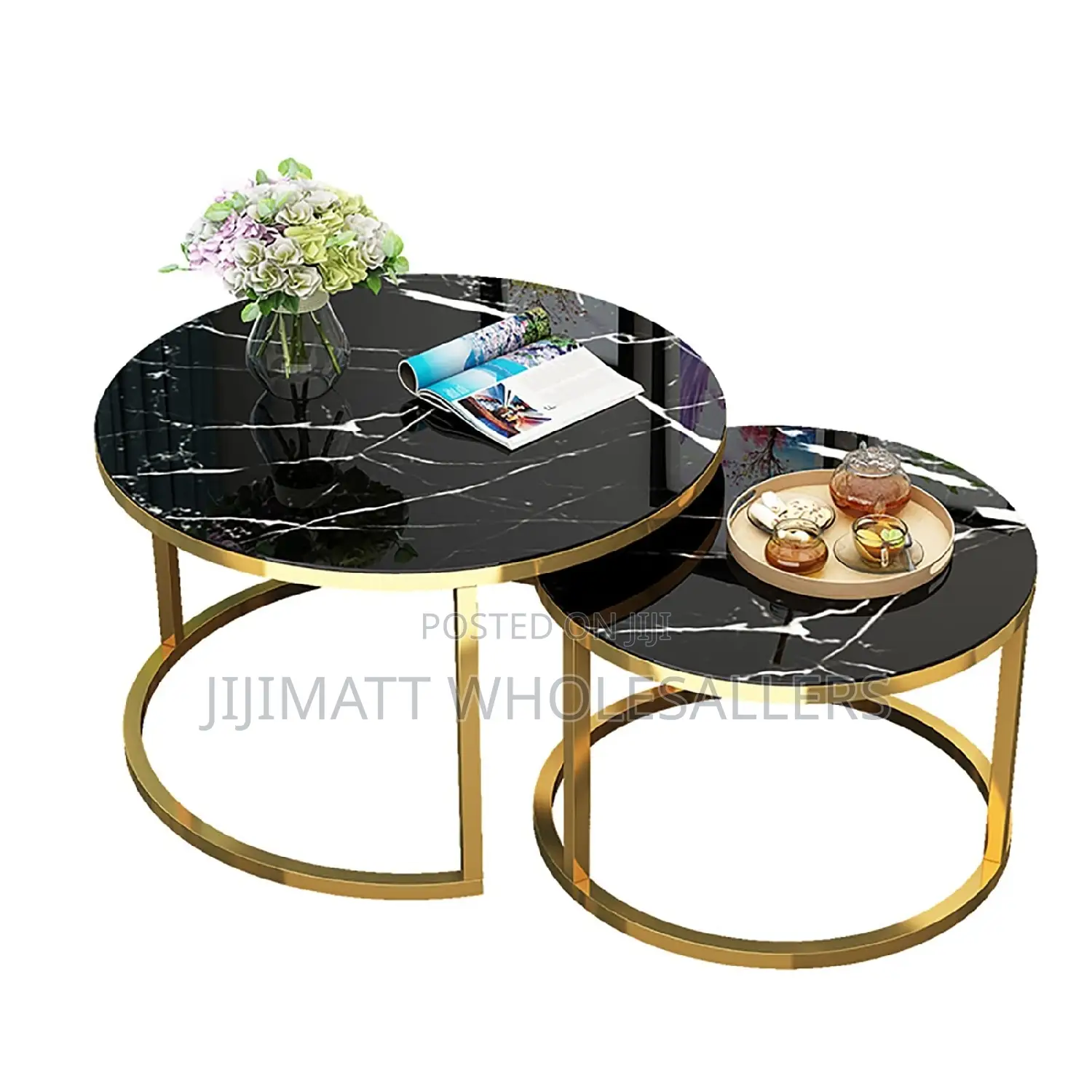 Coffee Table Imported Marble Nesting Coffee Table With MDF