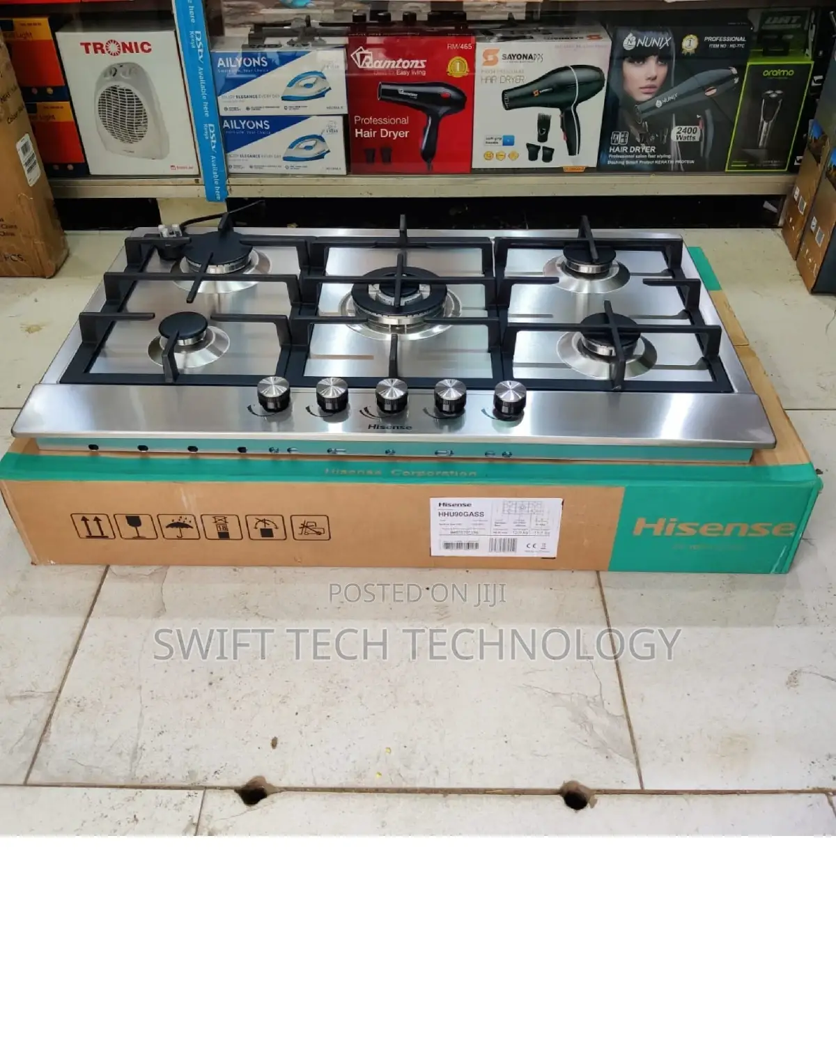 *Hisense Built-in Hob 5 Burner, 1wok Burner.90×60*