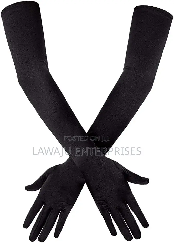 Black Satin Opera Gloves