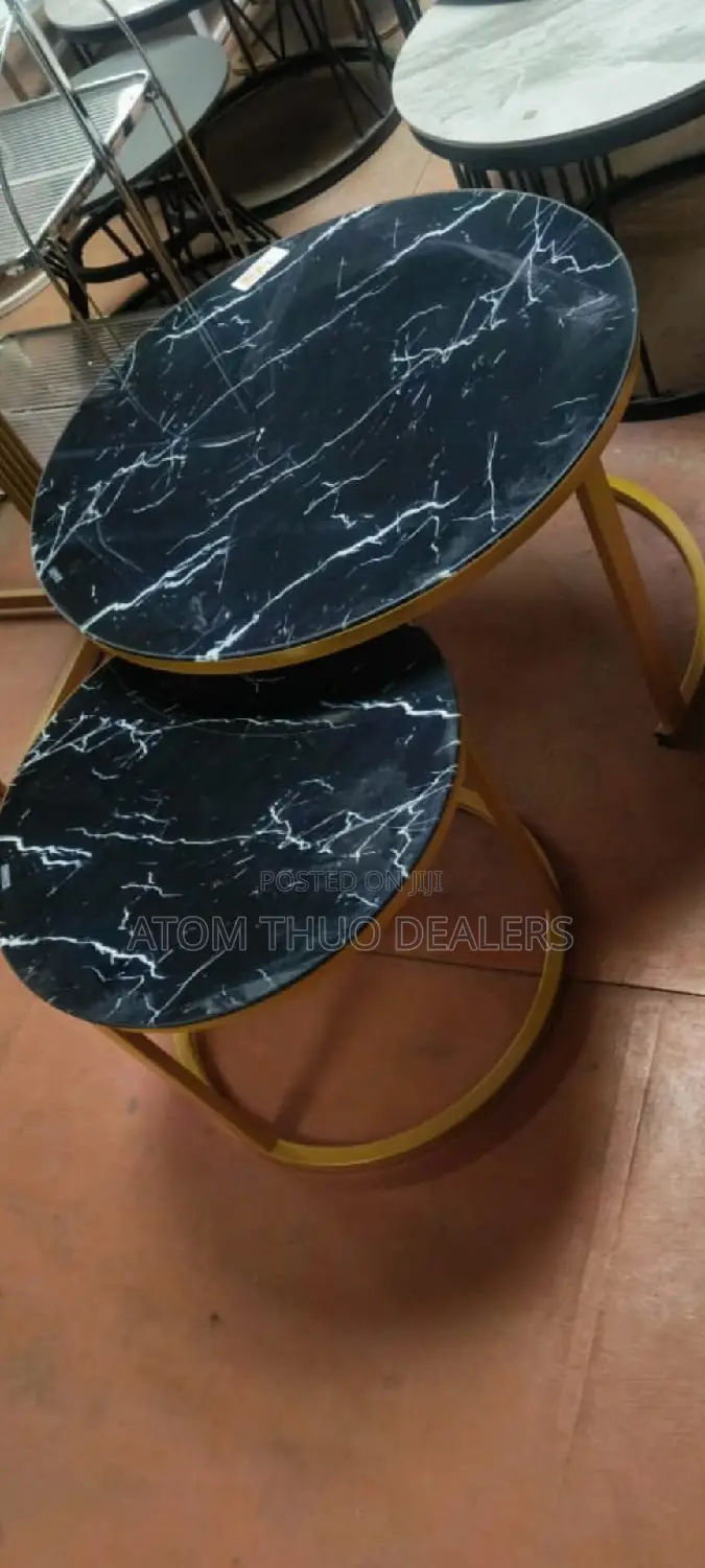 Marble Nesting Coffee Table (Glass Effect)Black.