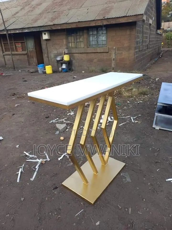 Console Table, White and Gold 