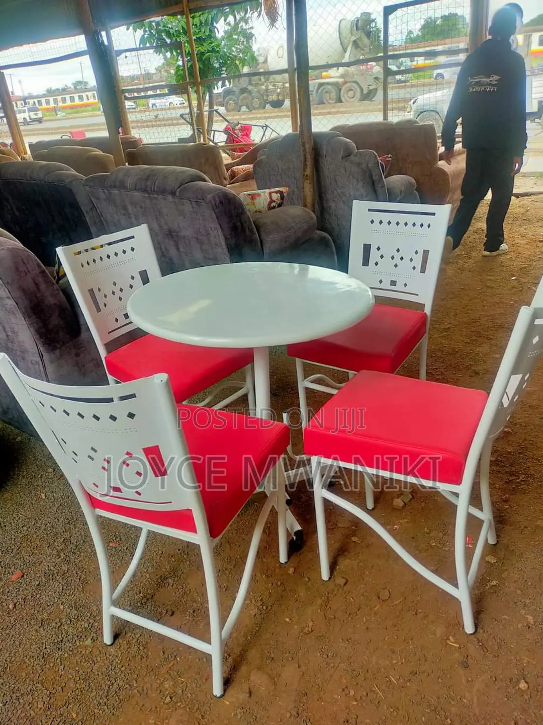 Powder Coated Restaurant Set, Red and White