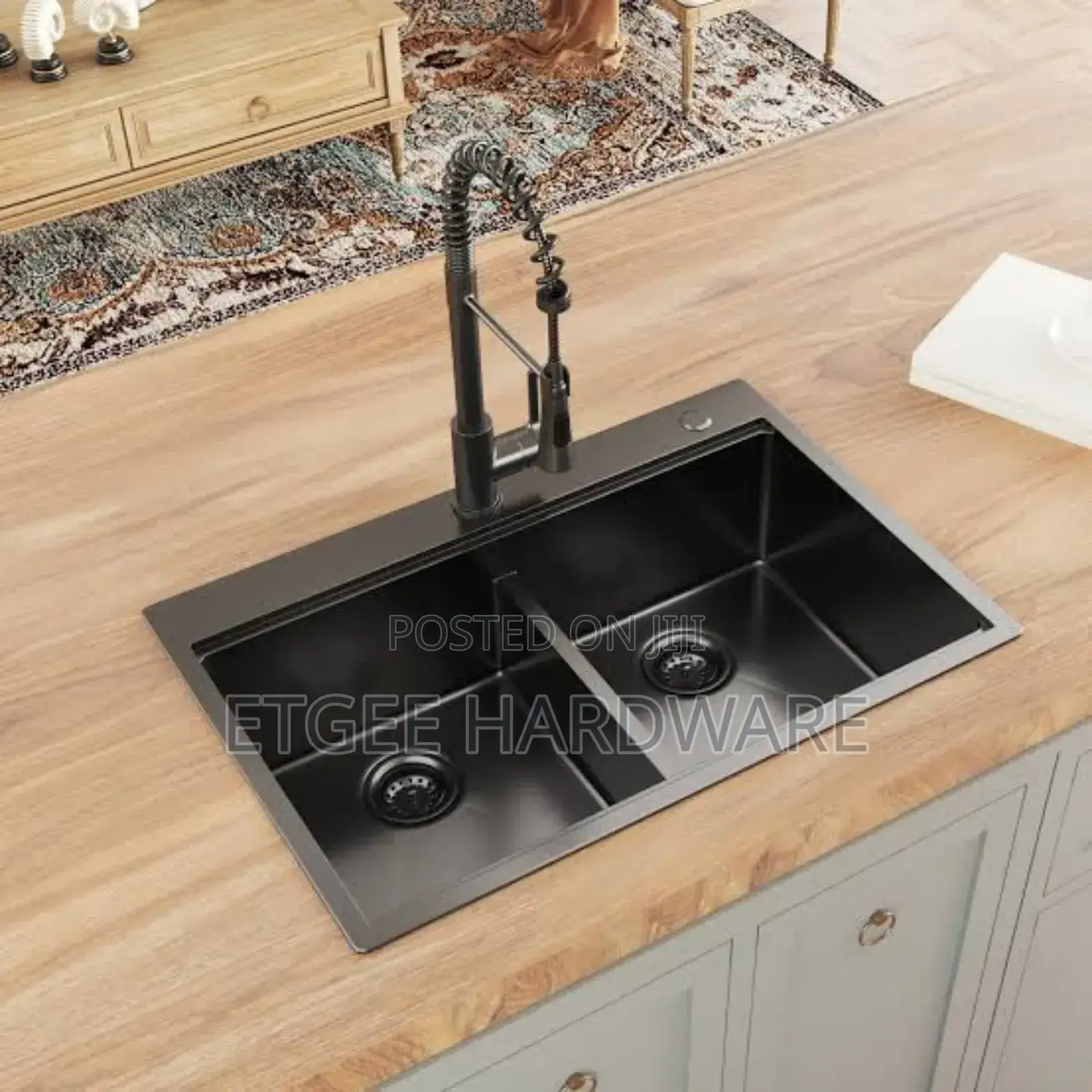 Black Kitchen Sink With Mixer Tap