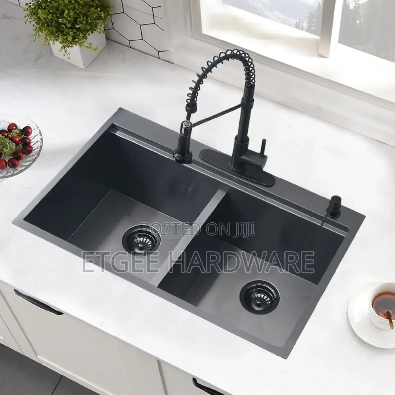 Black Kitchen Mixer With Black Sink