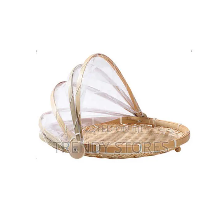 Small Bamboo Basket With Mesh Cover