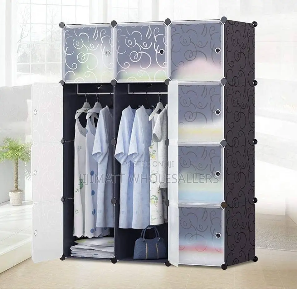 Portable 3-Column Plastic Wardrobes Available in Black