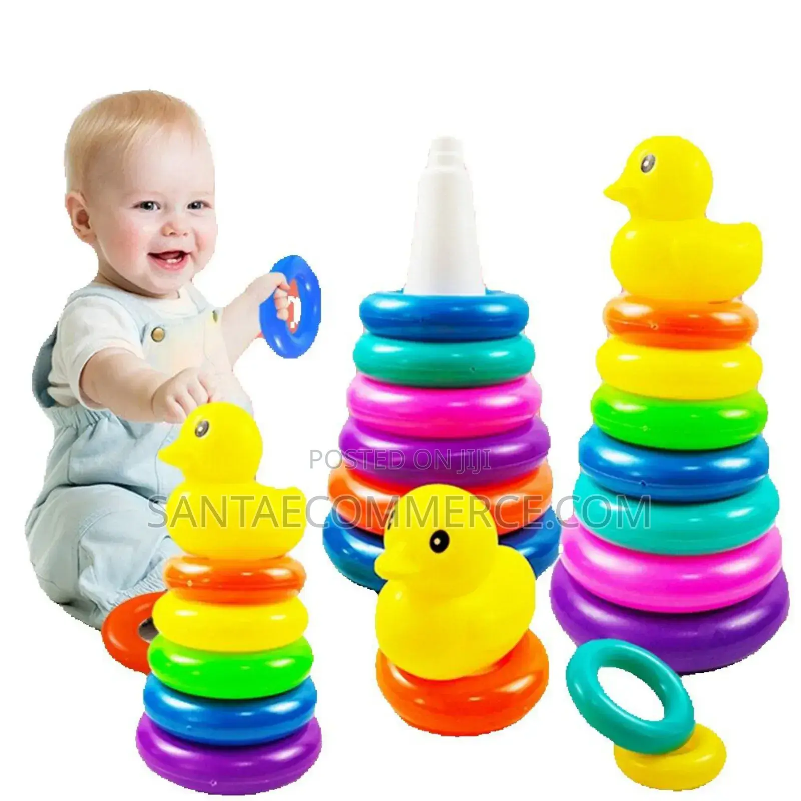 Color Recognition Rainbow Stacking Duck Tower Ring Toy