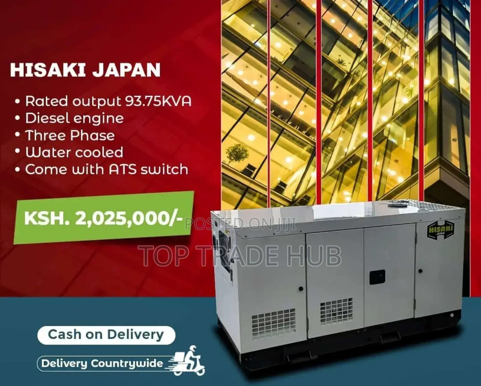 Hisaki Japan Silent 93.75KVA Water-Cooled Generator(ATS)