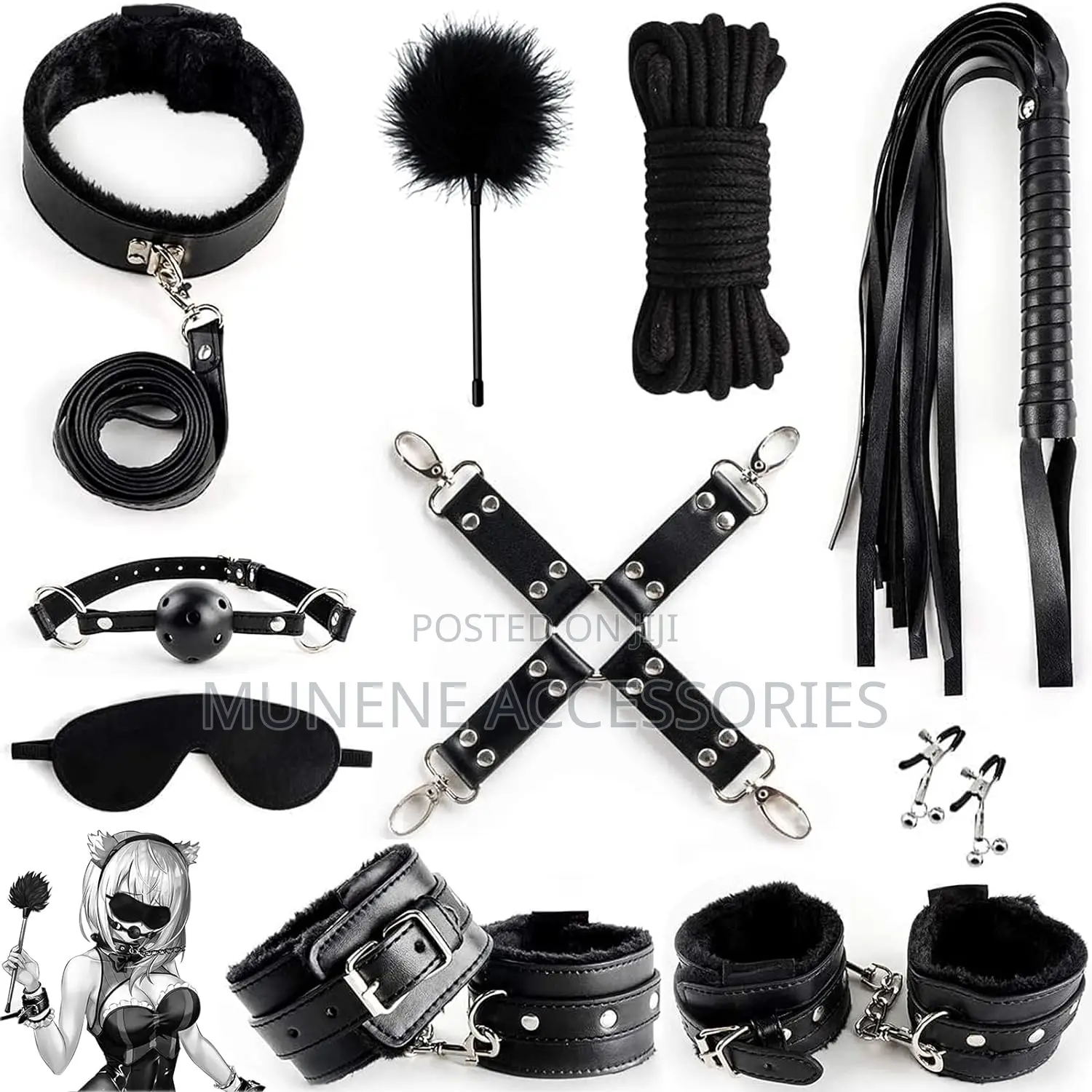 BDSM Bed Restrain Fetish Bondage Kit 10pc Leather Set Unisex