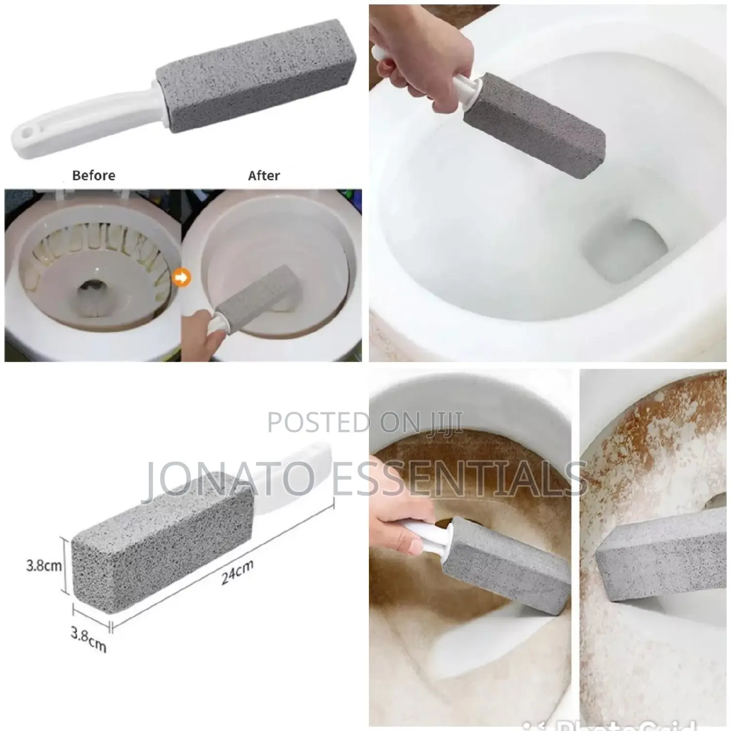 Toilet Pumice Stone Cleaner Brush With Handle for Stain Removal