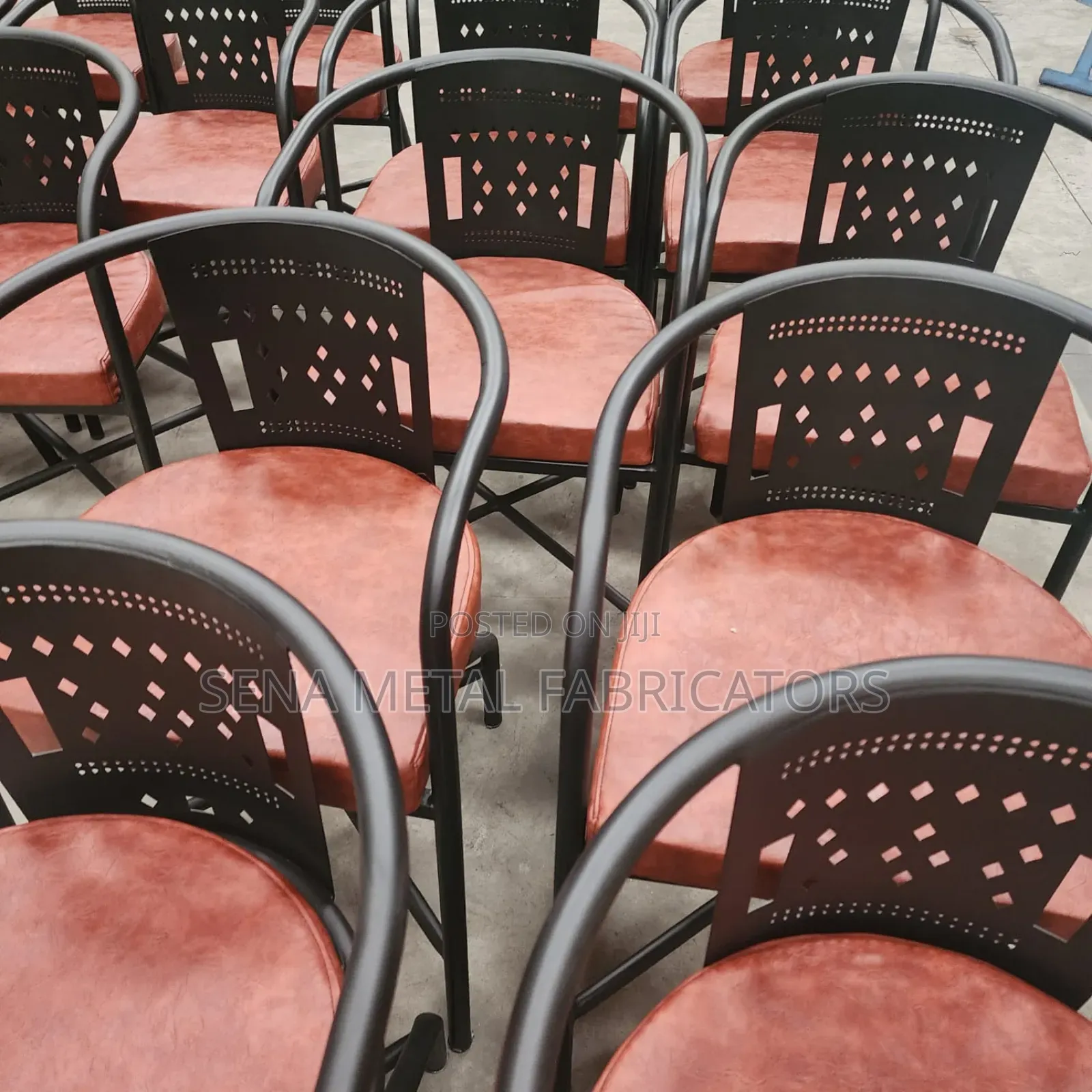 High-Quality Laser Cut Powder-Coated Restaurant Chairs.