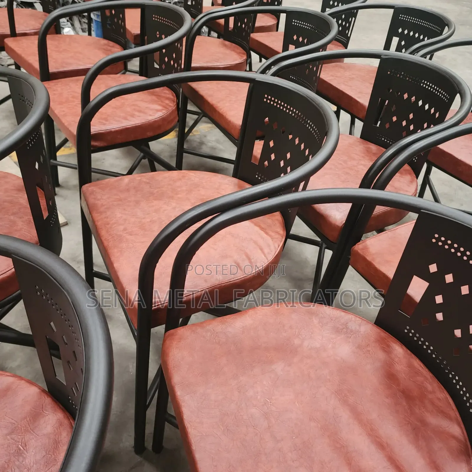 High-Quality Laser Cut Powder-Coated Restaurant Chairs.