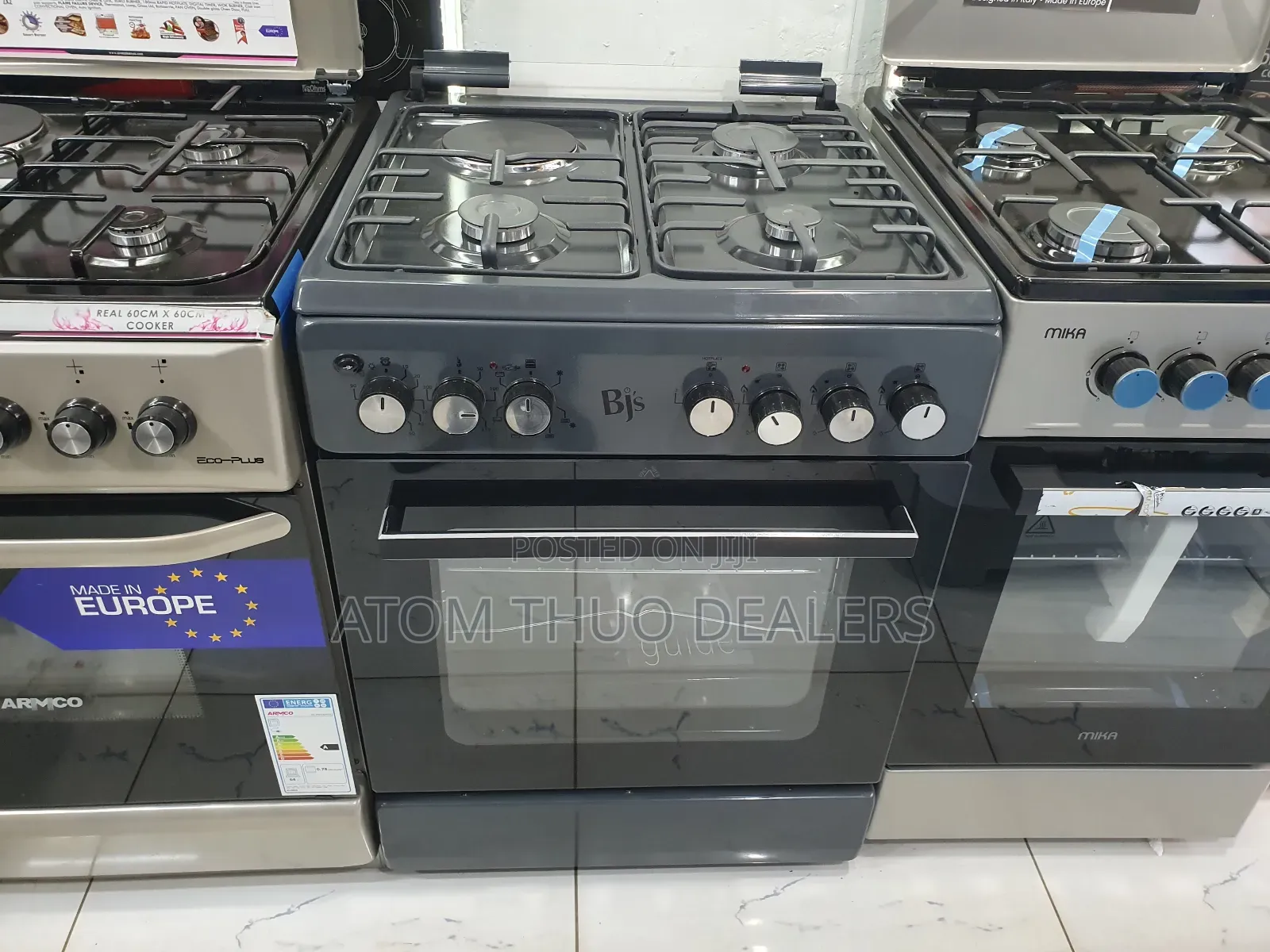 Grey / Black 60 by 60 3+1 Electric Oven Standing Cooker 