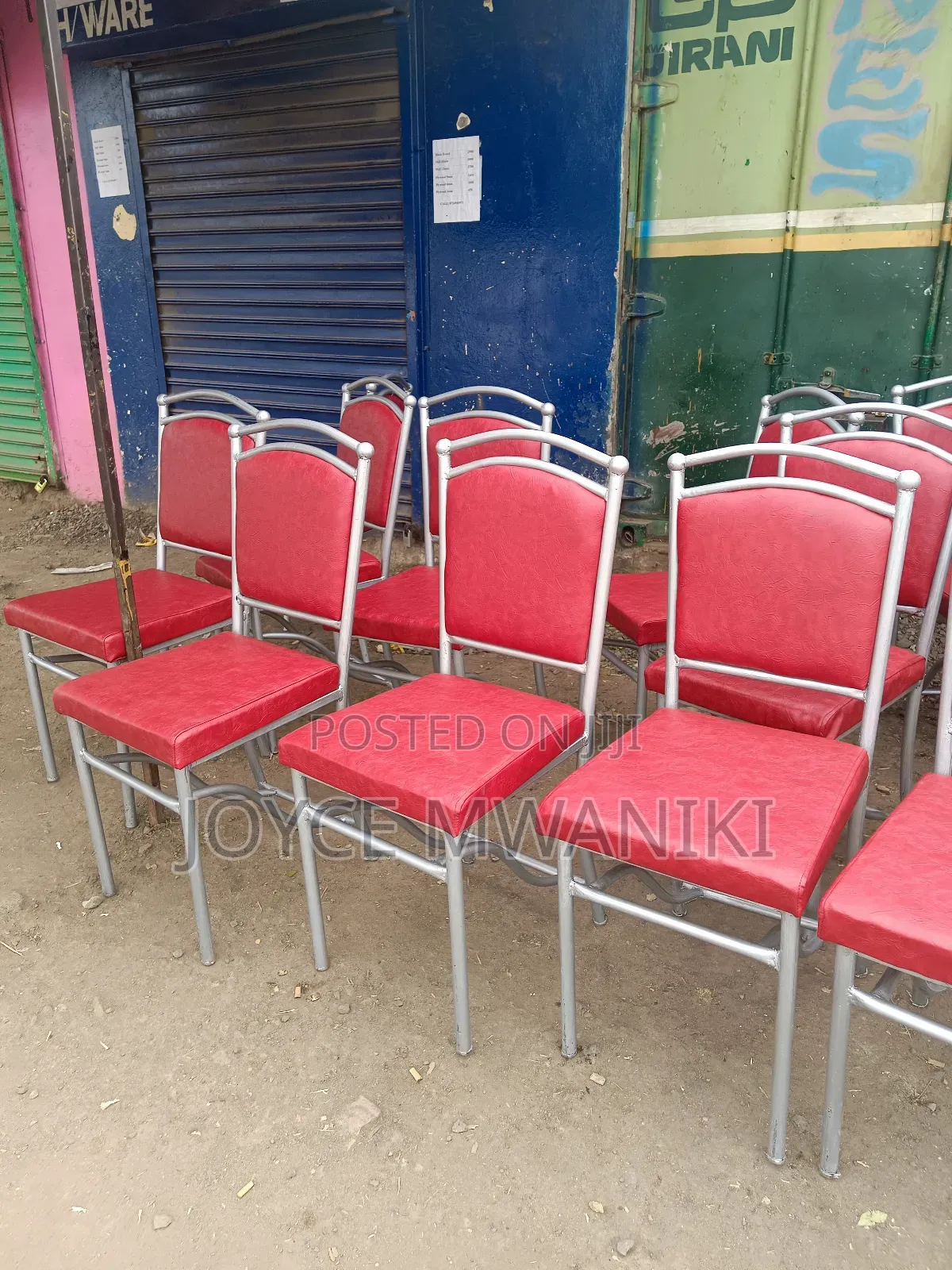 Restaurant Chairs, Red and Silver