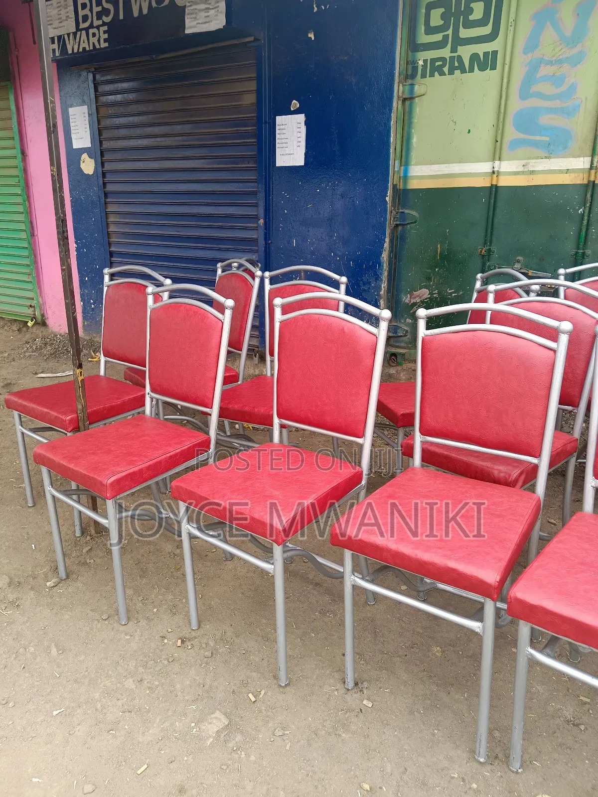 Restaurant Chairs, Red and Silver