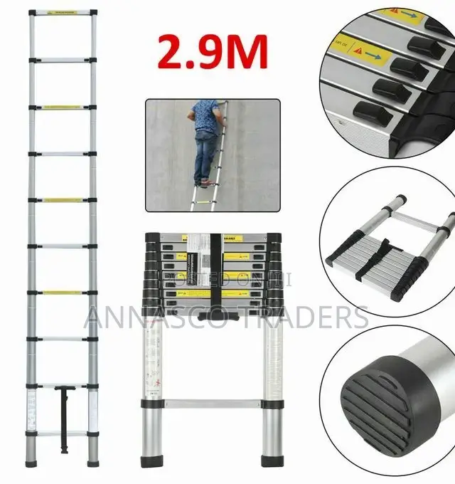 Ladder- Aluminum 2.9m Telescopic Extension Step Ladder
