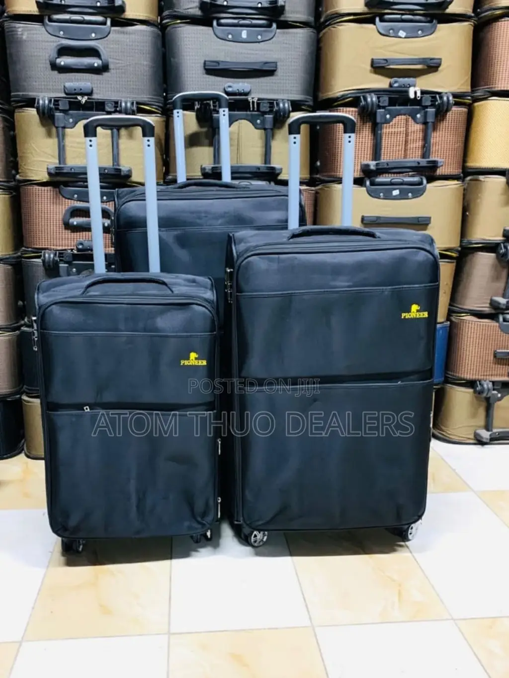Black 3 in 1 Fabric Luxurious Traveling Suitcase Bags.