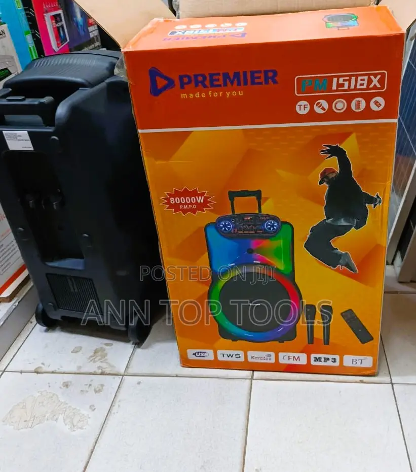 Premier 15" Inch Portable Speaker 80000watts With Two Microp