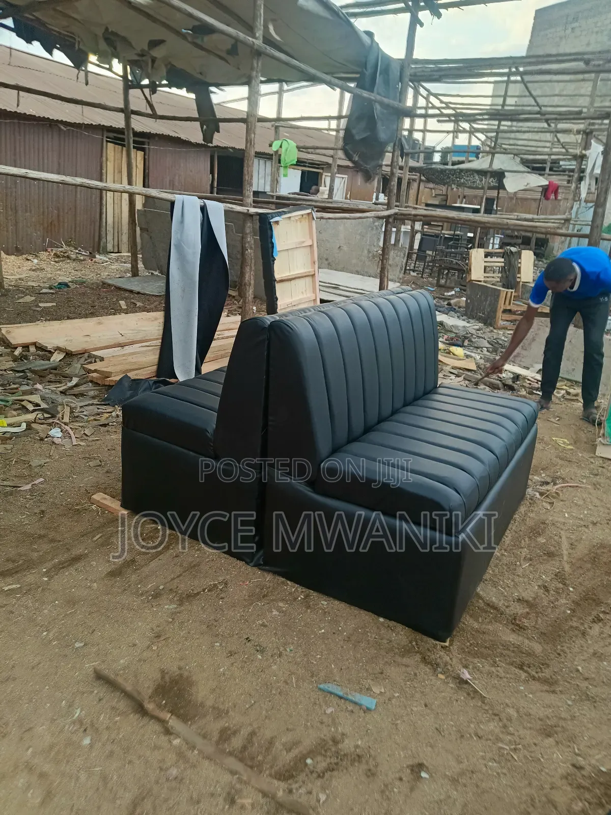 Back to Back Restaurant Couch, Latest Design, Black 
