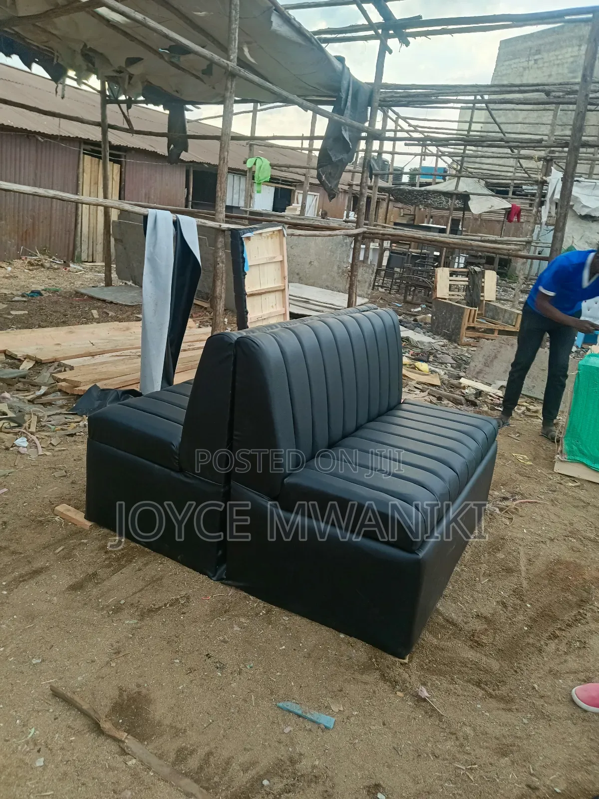 Back to Back Restaurant Couch, Latest Design, Black 