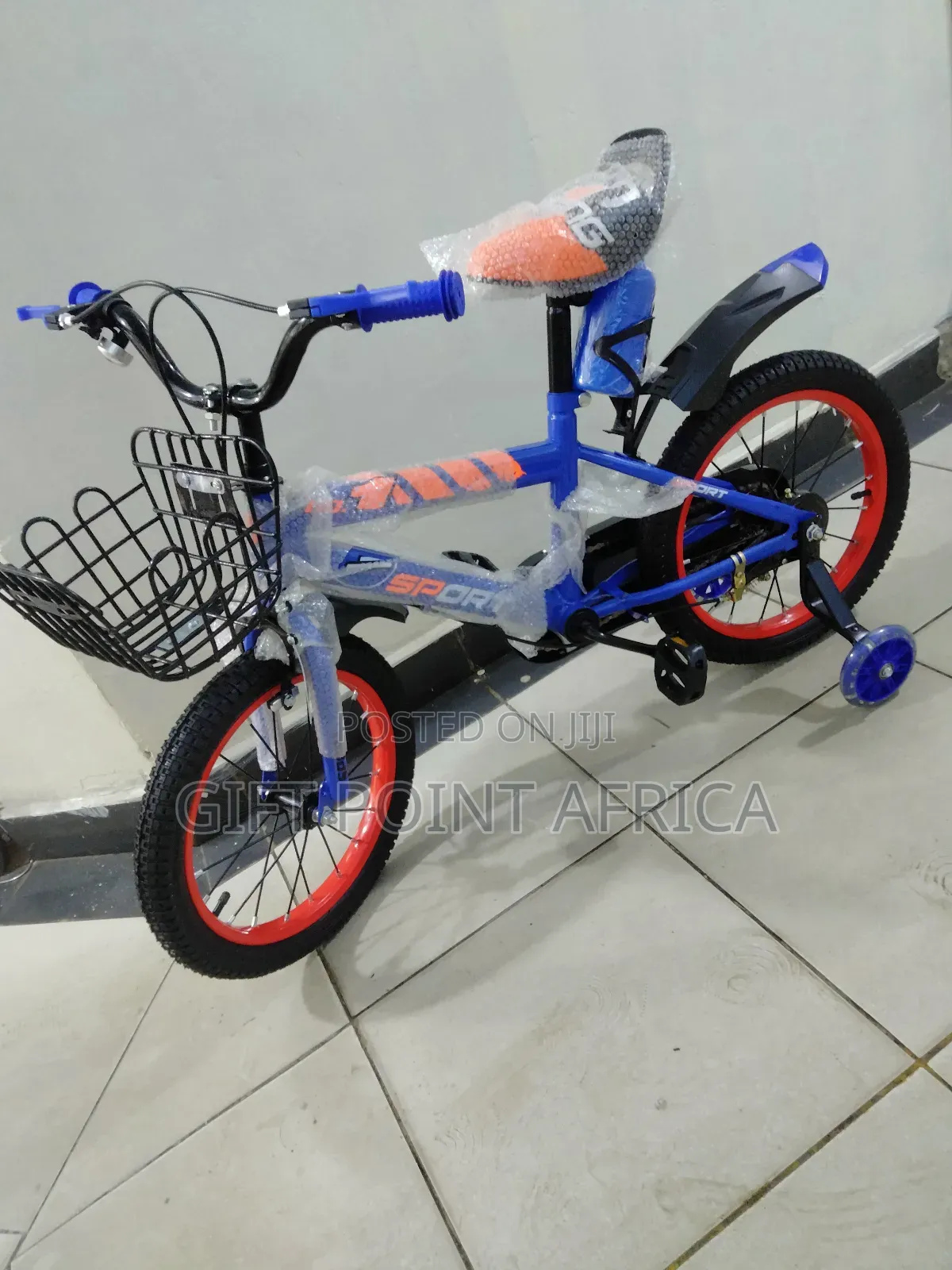 Size 16" Bike Blue In Color With Training Wheels For Kids