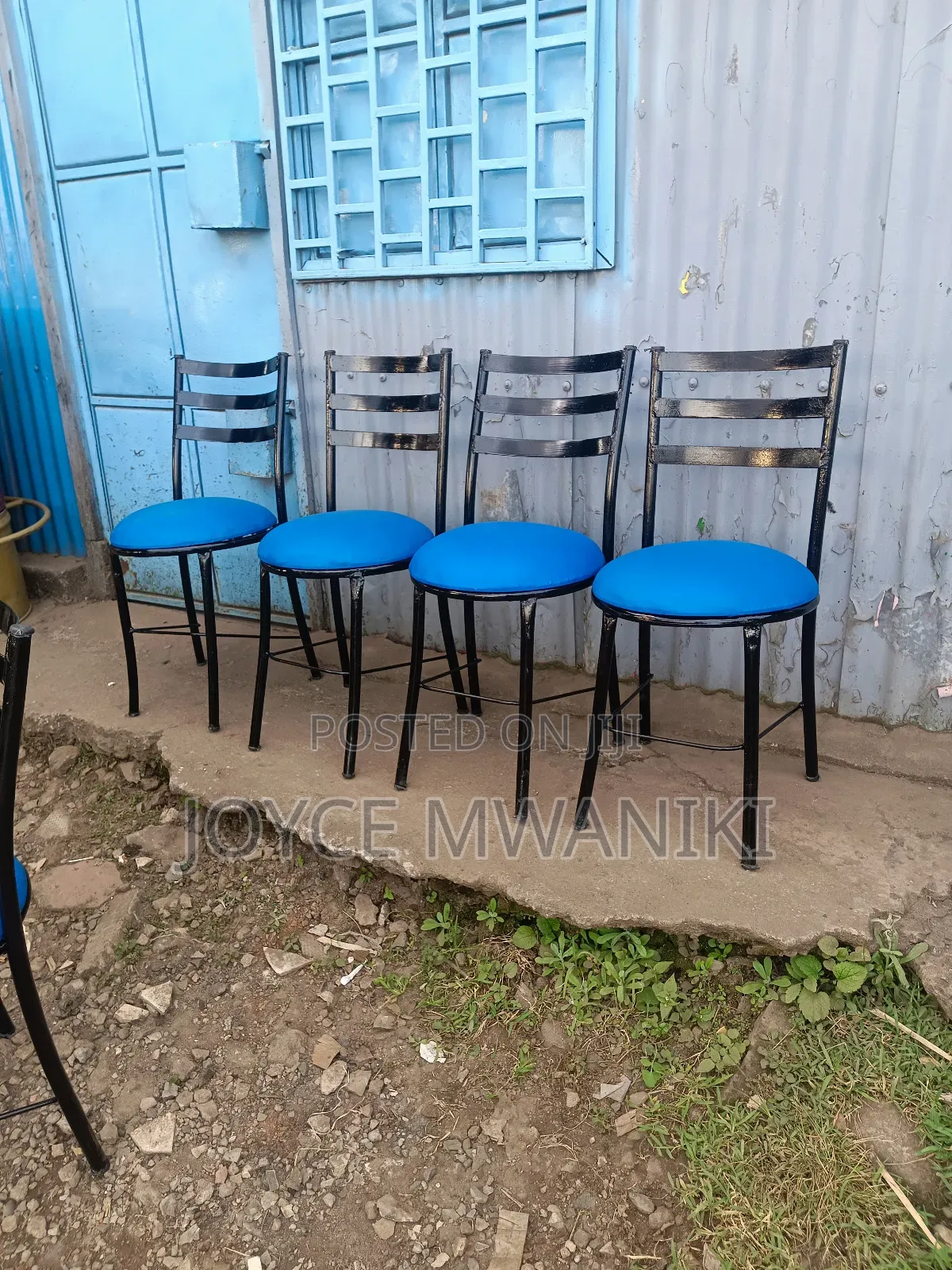 Restaurant Flat Chairs, Blue and Black