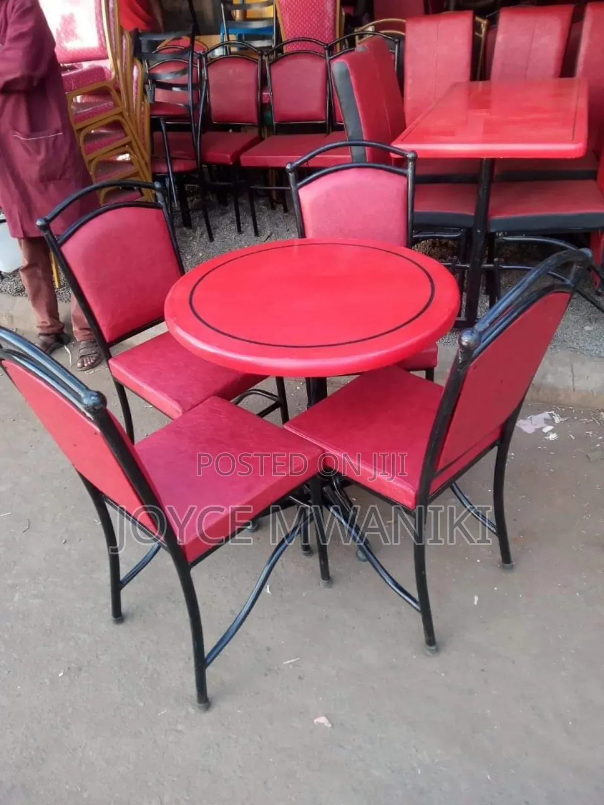 Restaurant Set, Red With Round Table.