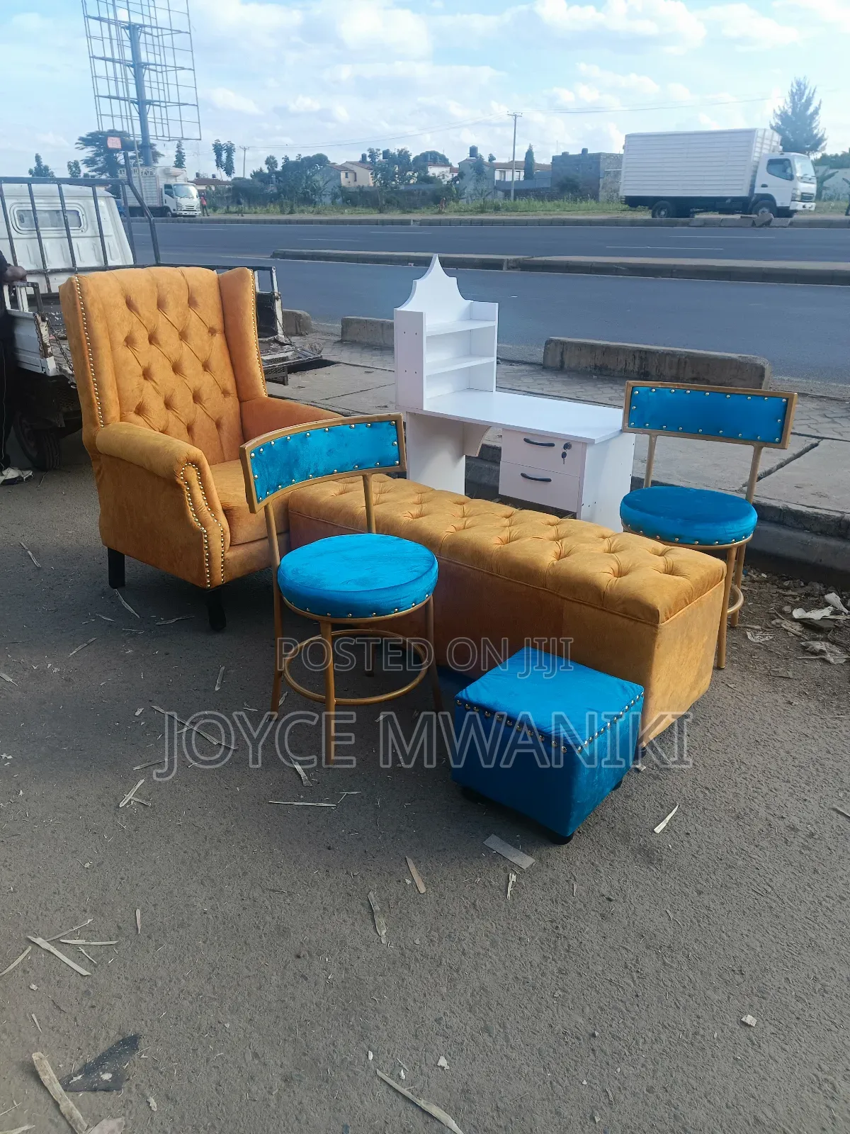 Pedicure Seat, Stool, Ottoman and Manicure Set 