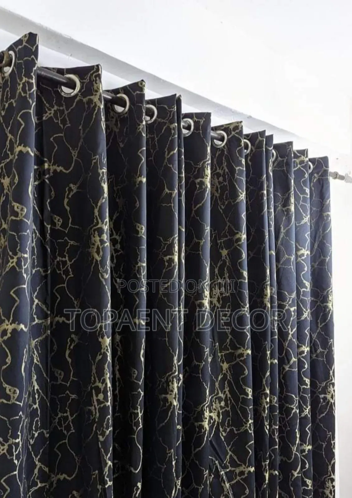 Black Gold Themed Window and Door Curtains