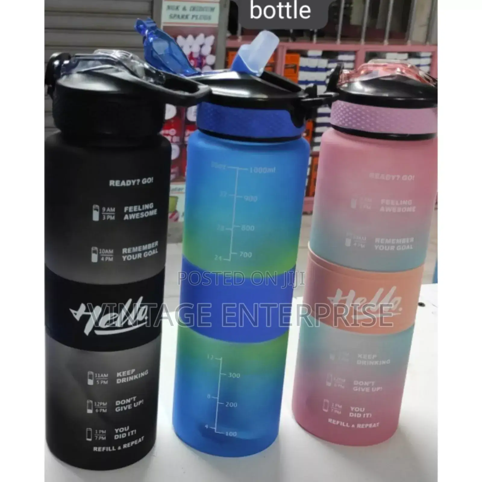 1 LTR Water Bottle With Straw (Fitness Bottle ) .