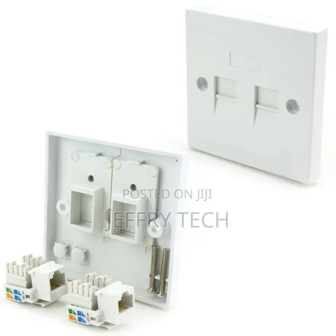 Universal Cat5/6 Wall Socket - 2x RJ45 Ports - Protected - S