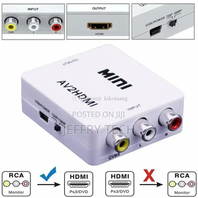 AV/HDMI RCA Composite Audio Video Signal Converter for TV/Mo