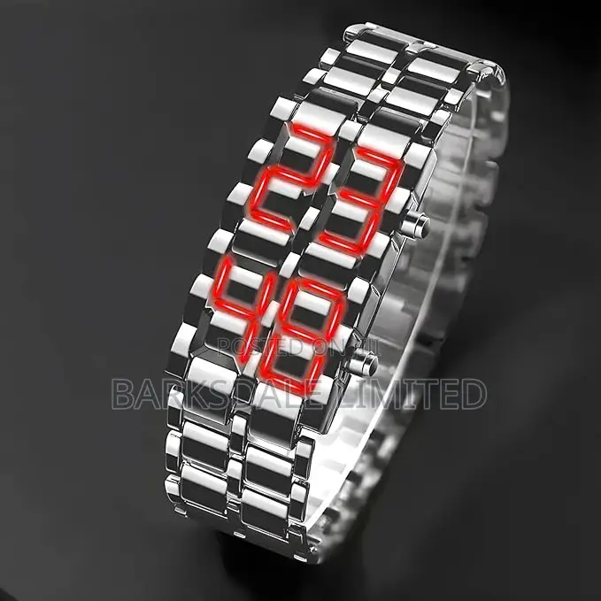 Lava Stainless Steel Black Silver LED Digital Bracelet Watch