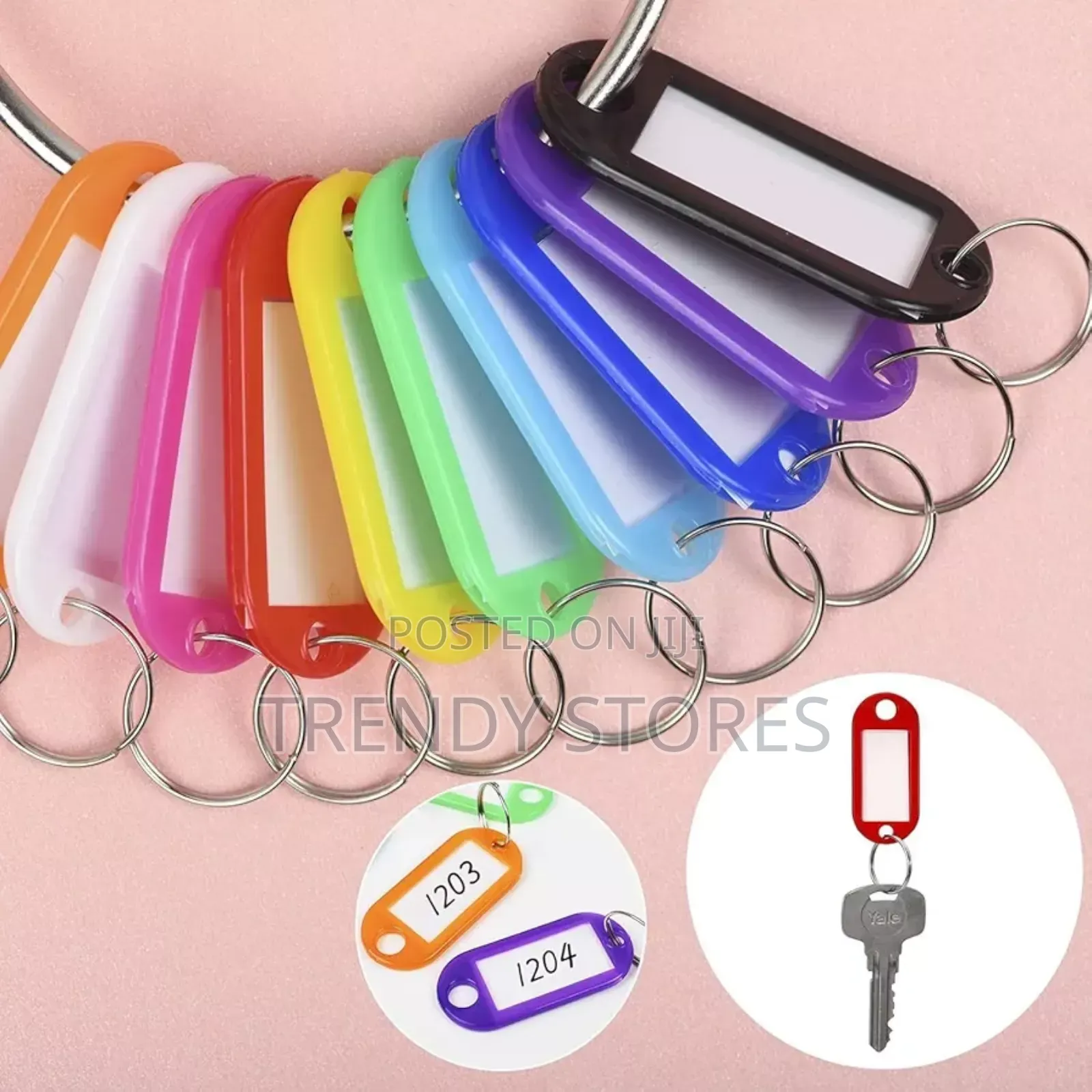 Plastic Key Tags With Labels -6pcs