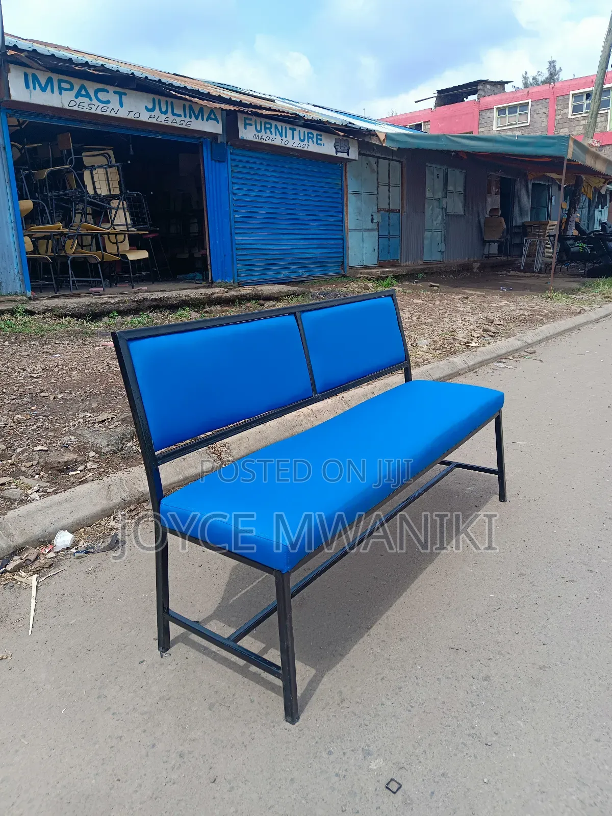 Waiting Bench, Blue 3 Seater Waterproof Material 