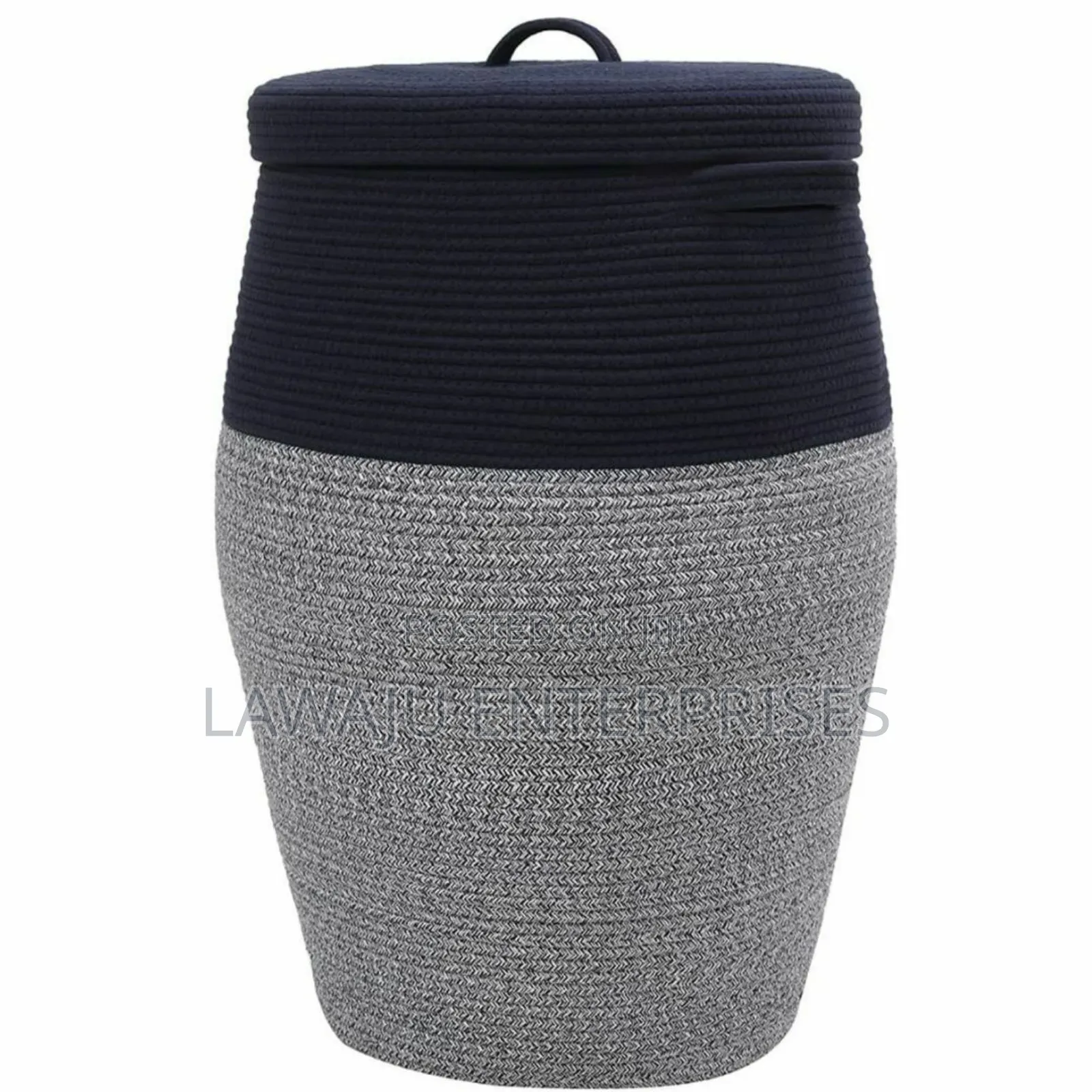 Large Black-Grey Cotton Rope Basket