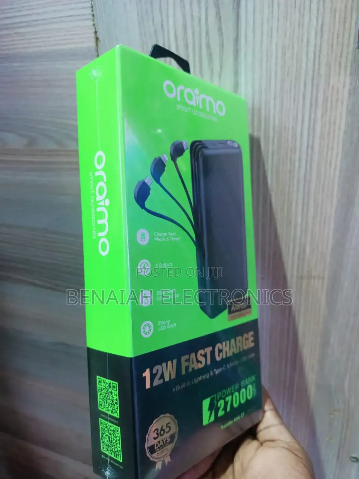 Power Bank Oraimo. 27000 Mah With Strong Led Light.