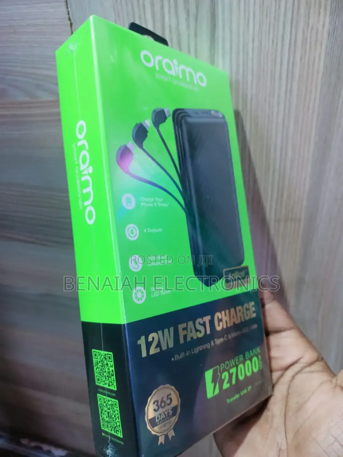 Power Bank Oraimo. 27000 Mah With Strong Led Light.