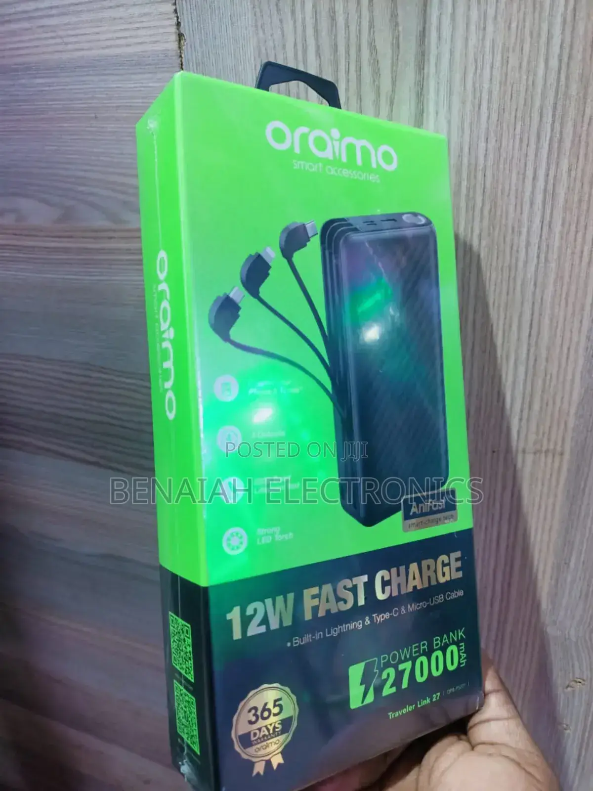 Power Bank.12 Watts Fast Charge 27000oraimo Powerbank(New)