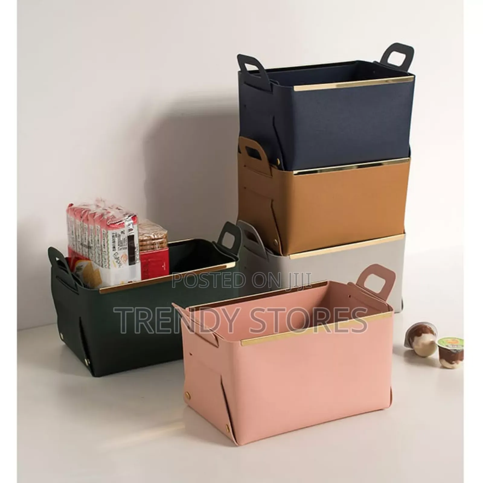 Faux Leather Storage Basket