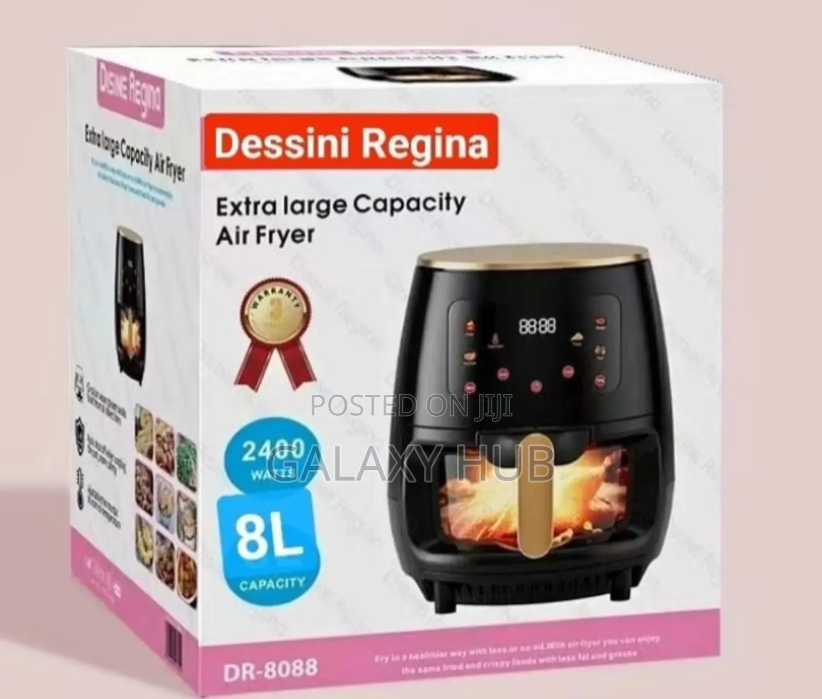 Glass Oven Dessini Air Fryer 8 Litres Black
