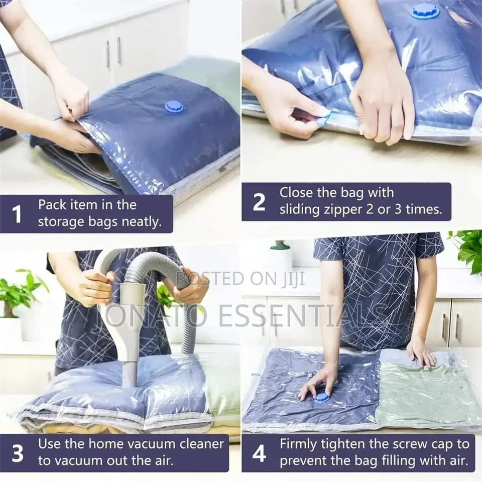 5pcs Vacuum Clothes Storage Bags With Pump Set