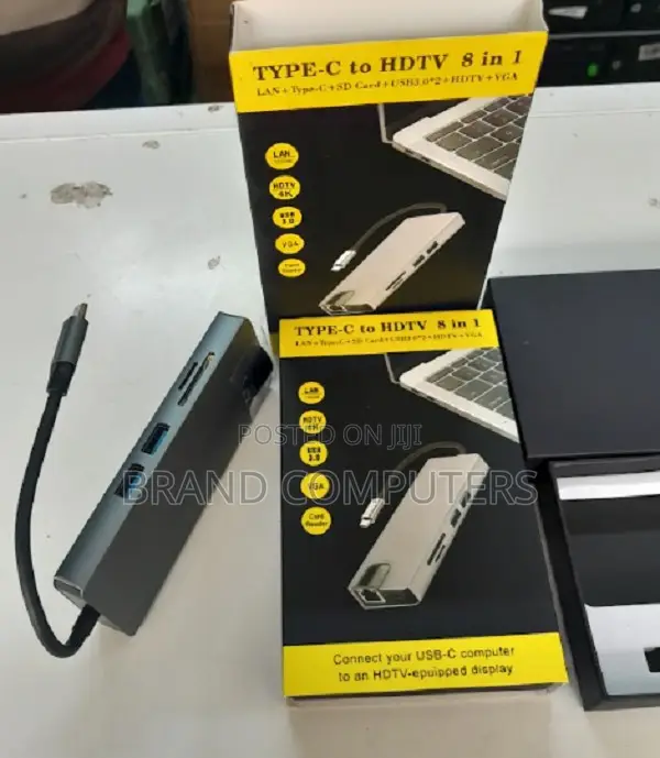 Type-C 8-in-1 Adapter to HDMI VGA Lan SD USB