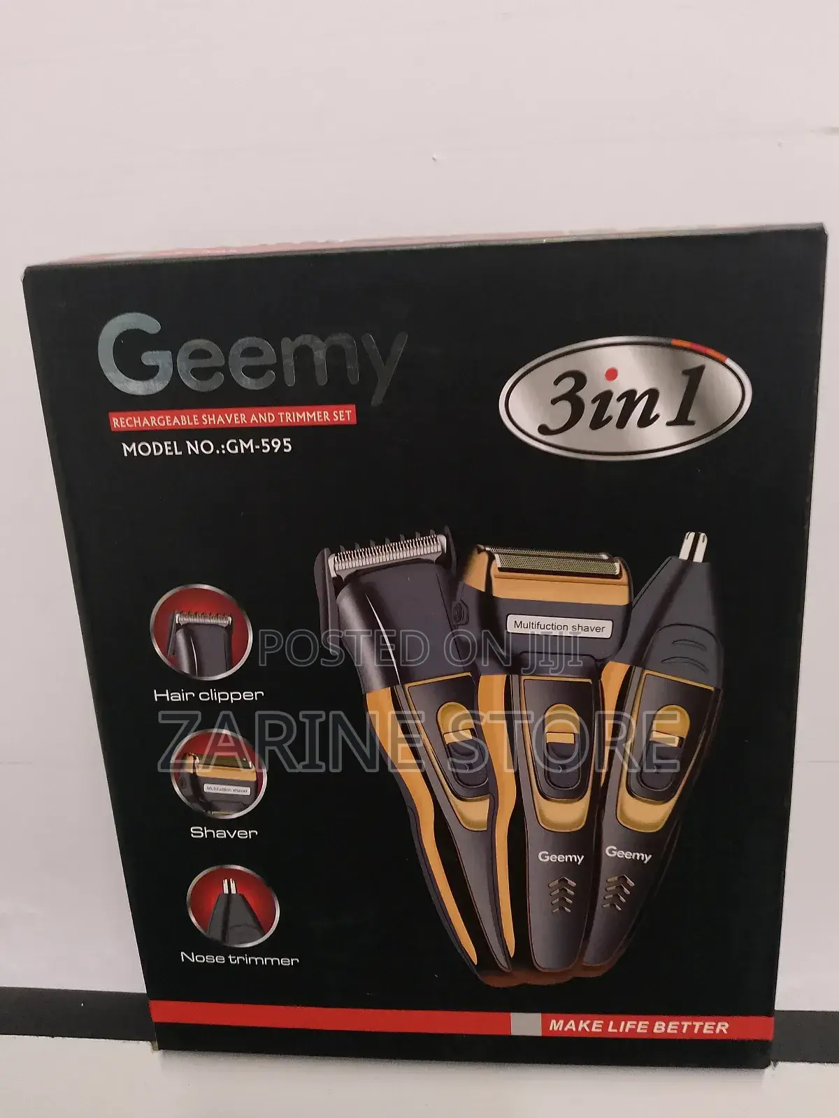 Rechargeable Shaver Trimmer Geemy 3 in 1 Model GM-595
