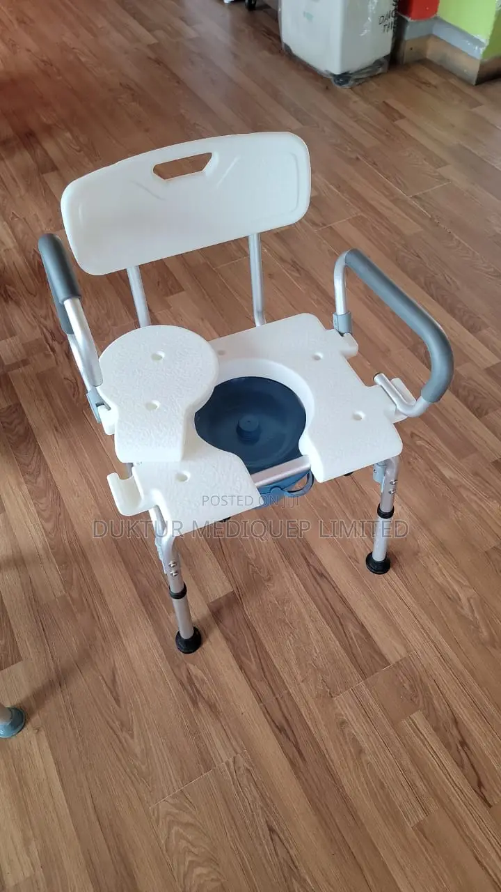 Shower Chair With Toilet Commode, Adjustable Height