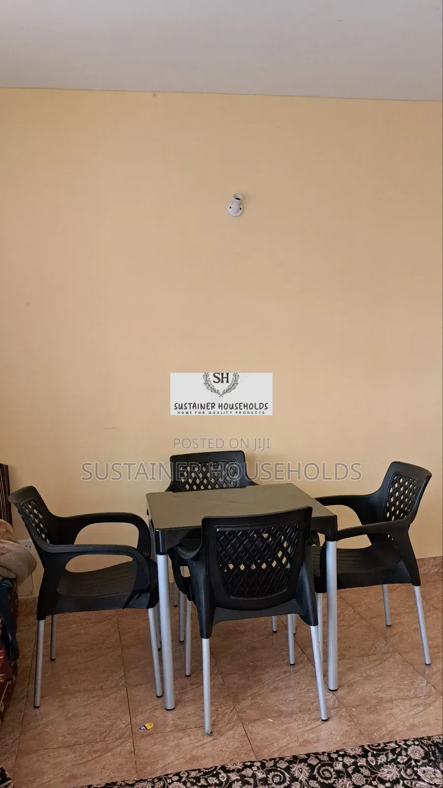 Black Plastic Chairs With Plastic Table Set