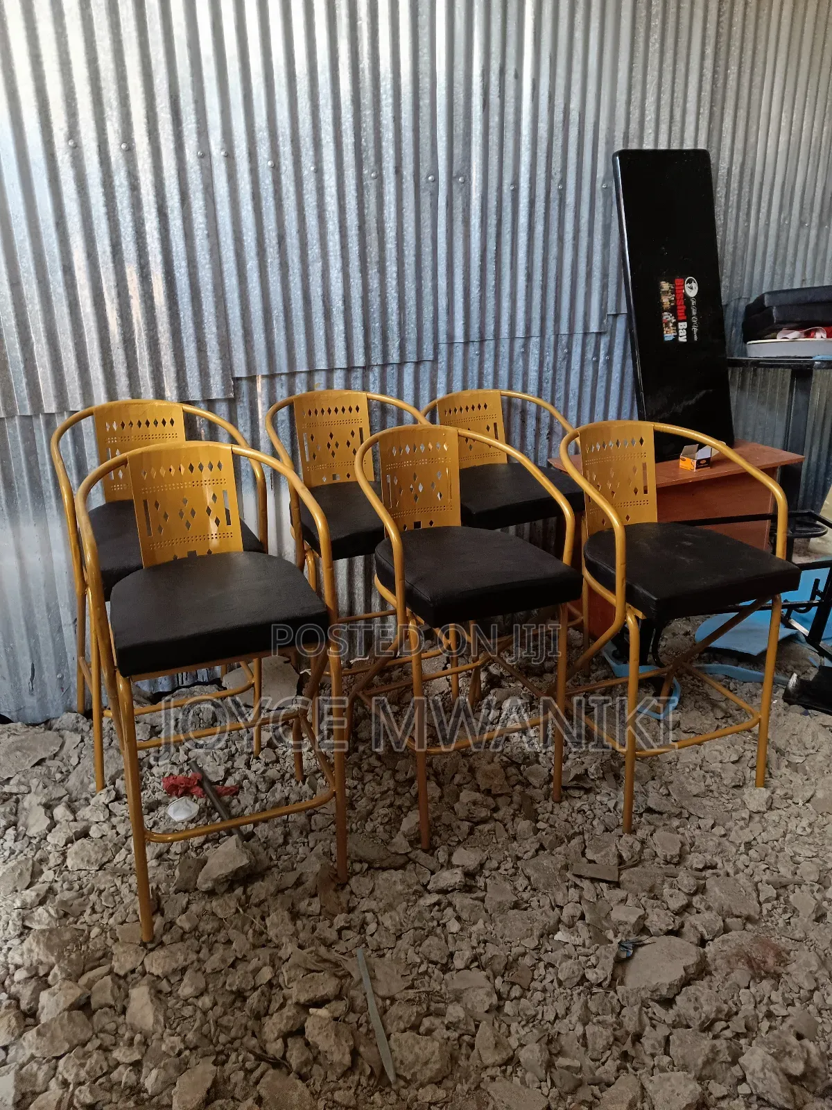 High Bar Chairs, Powder Coated Gold 