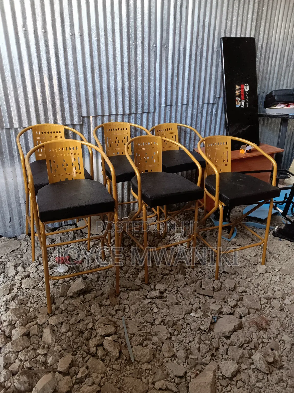High Bar Chairs, Powder Coated Gold 